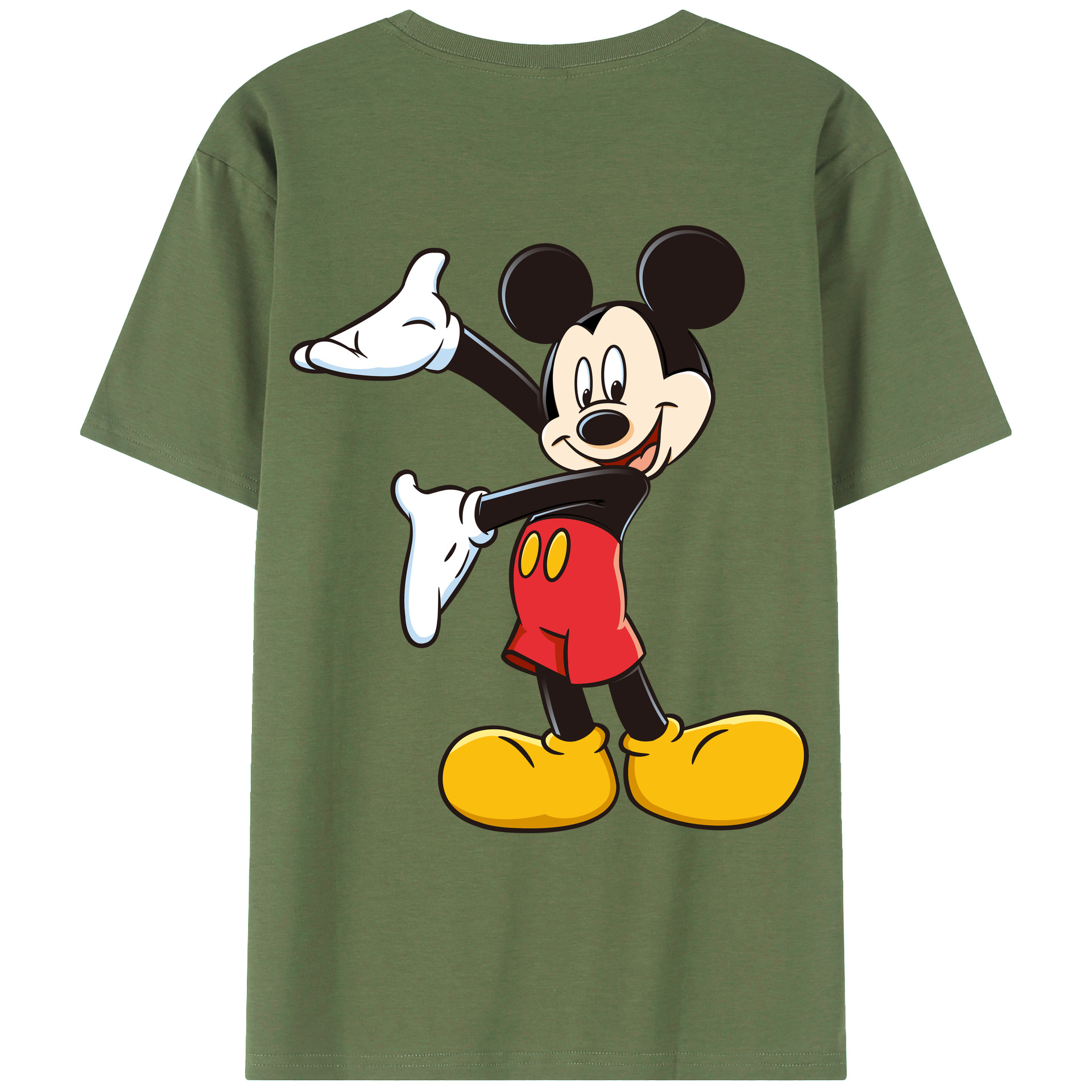 （画像用） ミッキーマウス Mickey Mouse 綿100％ メンズ半袖Tシャツ（バックプリント） 通気性